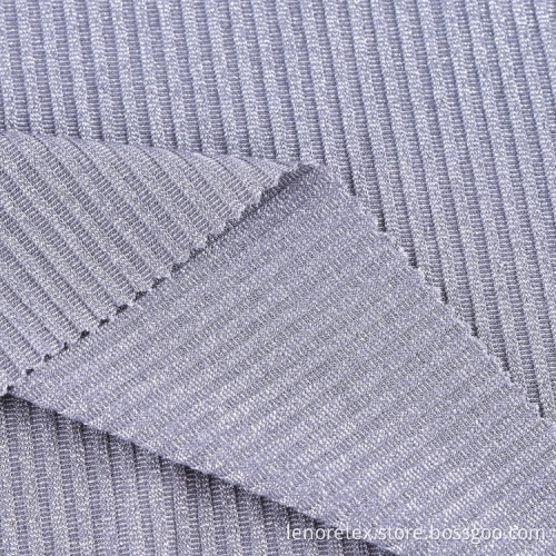 Knit Metallic Lurex Viscose Rayon Rib Fabric
